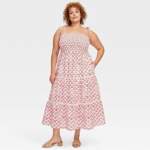 Open Box - Roller Rabbit - Women's Floral Tie-Shoulder Tiered Maxi Red